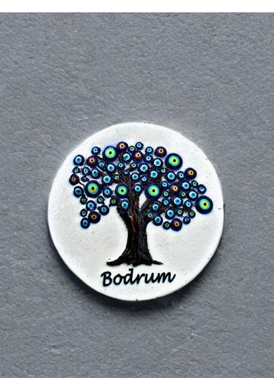 Bodrum Polyester Kabartmalı Magnet Çap:6,5cm Dekoratif Hediyelik Buzdolabı Süsü Kod:1832