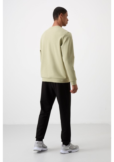 Tommy Life Çağla - Siyah Pamuklu Kalın Yumuşak Dokulu Comfort Fit Baskılı Erkek Eşofman Takım - 85253 Yeşil - Siyah