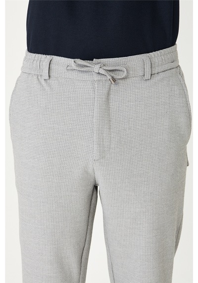 Gri Bağcıklı Smart Casual Pantolon Gri
