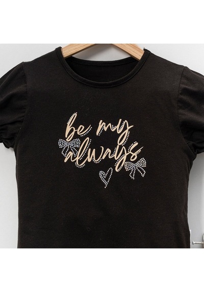 Overdo Kids Kız Çocuk Kısa Kol T-shirt Simli Etek Takım Siyah