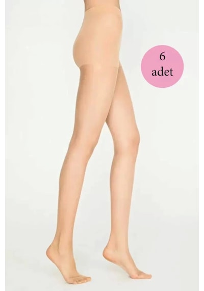 6 Adet Parlak Fit 15 Likralı Külotlu Çorap Açık Ten Çok Renkli