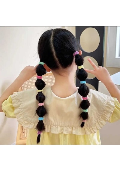 Kız Çocuk Peluş Lastik Toka 100 Adet Çok Renkli