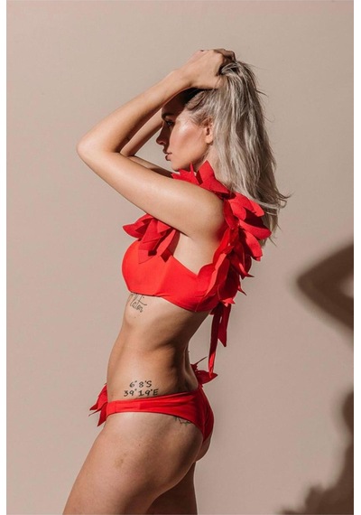 Merc Giyim Tek Omuz Camellia Bikini Kırmızı