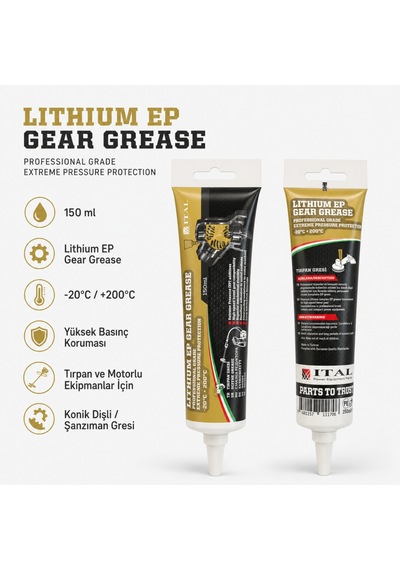 Ital Lithium Ep Gear Grease 150 Ml Tırpan Gresi Redüktör Dişli Kutusu Gresi Ep Lityum Gres