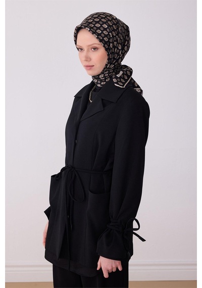 Belli İpek Eşarp - 4308-85 Siyah Twill