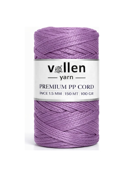 1.5mm-150mt Polyester Makrome Ipi, Supla Ipi, Çanta Ipi, Bileklik Ipi, Makrame, Lila