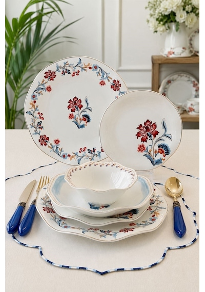 24 Parça 6 Kişilik Porselen Palace Breeze Yemek Takımı-5945 Renkli