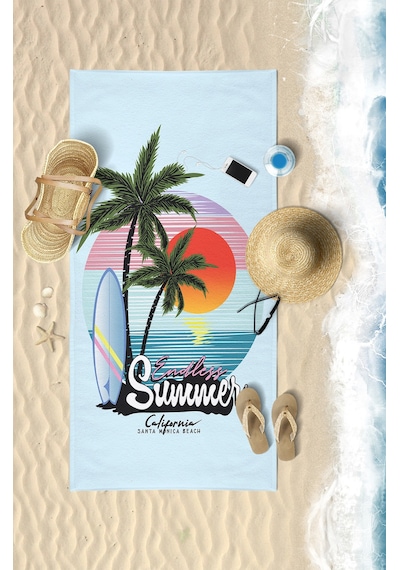 ENDLESS SUMMER Dijital Baskılı 75x150 Cm Plaj Havlusu Açık Mavi