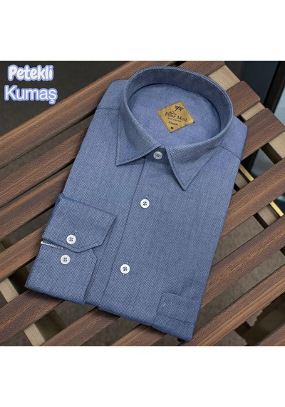 Klasik %100 Cotton Uzun Kollu Terletmeyen 4 Mevsim Gömlek Regular Kalıp Mavi