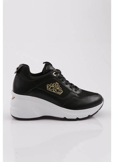 Dgn 62158 Kadin Kalin Taban Bağcikli Sneaker 62158-2027-R1534 Siyah
