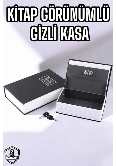 Büyük Boy Anahtarlı Kitap Görünümlü Gizli Kasa Çelik Kasa Altın Kasası - Bx5xm46223703