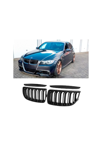 BMW E90 2004-2008 PARLAK SİYAH ÇİFT ÇİZGİ M3 ÖN PANJUR