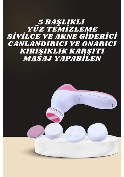İkili Cilt Bakım Seti 5 Başlıklı Yüz Temizleme Ve Masaj Aleti Canlandırıcı Ve Onarıcı