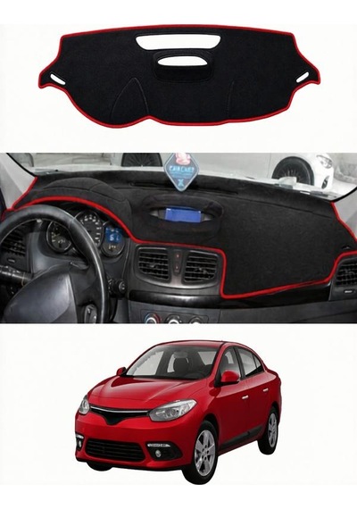 Renault - Fluence 2009-2016 Uyumlu Torpido Koruma Kılıfı - Kırmızı Şeritli