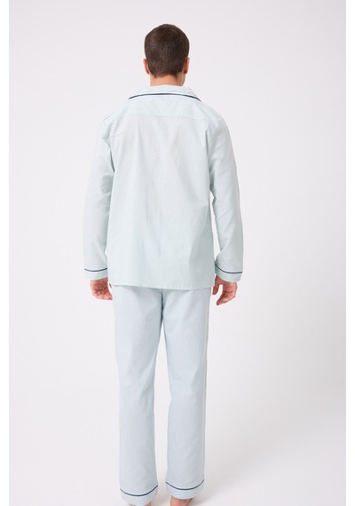 L'espadon Marısılk Premium Dokuma Uzun Kollu Uzun Paçalı Erkek Pijama Takımı-3185 Nane Yeşili