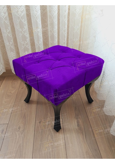 Kapitoneli Makyaj Pufu Ayak Ucu Puf Siyah Ayak 45 45 Lila