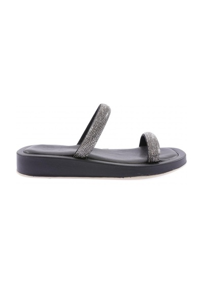 Dgn 009 Kadin Silver Taşli Bantli Terlik 009-2297-R1534 Siyah