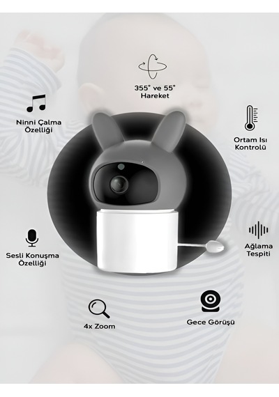 4.3 Kablosuz Ip Bebek Kamerası 720p Monitörlü 150m Menzil 2.4ghz İnterkom Hareket Algılayıcı