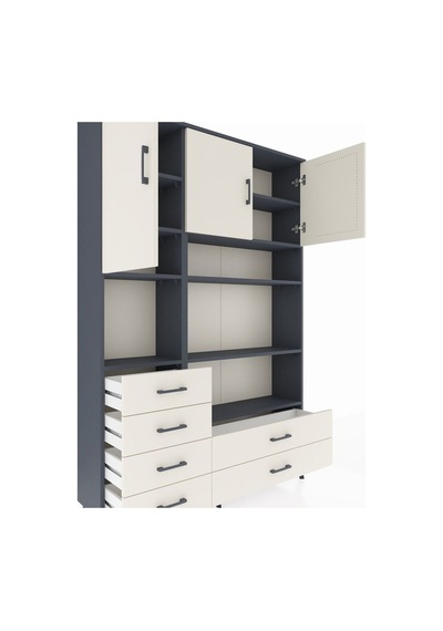 Arges Dolap 9 Raflı 6 Çekmeceli 3 Kapaklı 132x30x195 Antrasit-aytaşı/aytaşı Aytası/aytası Arges Dolap 9 Raflı 6 Çekmeceli 3 Kapaklı 132x30x195 Antrasit-aytaşı/aytaşı Aytası/aytası