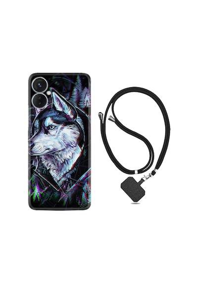 Tecno Spark 9 Pro Kılıf İpli Boyun Askılı Desenli Silikon Dog Eyes 1761