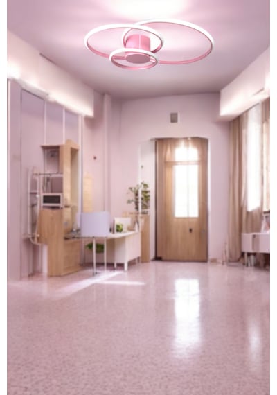 Sole Pembe Renk Salon - Çocuk Odası - Hol Beyaz Led 3 Lü Avize Pembe
