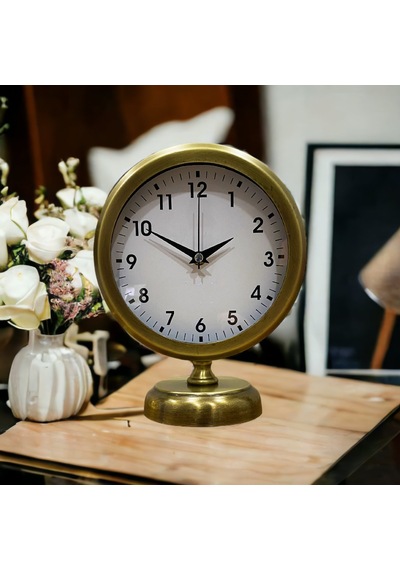 Eskitme Gold Metal Ofis Salon Otel Masa Saati 25*20 cm Y9