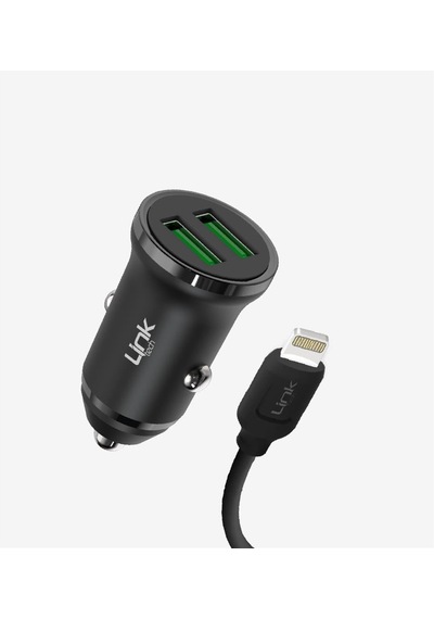 Linktech C482 Eco Çevre Dostu Lightning Kablolu 12w Araç Şarj Aleti