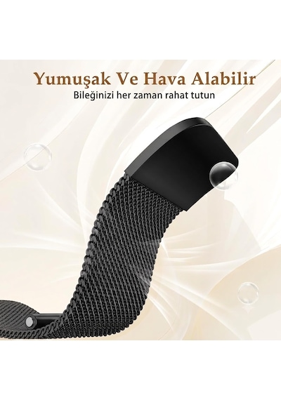 Huawei Watch Gt 4 / Gt 5 / Gt 6 41mm Ve Gt 5 Pro 42mm İle Uyumlu 18mm Hasır Metal Kordon Milanese Mıknatıslı Kayış