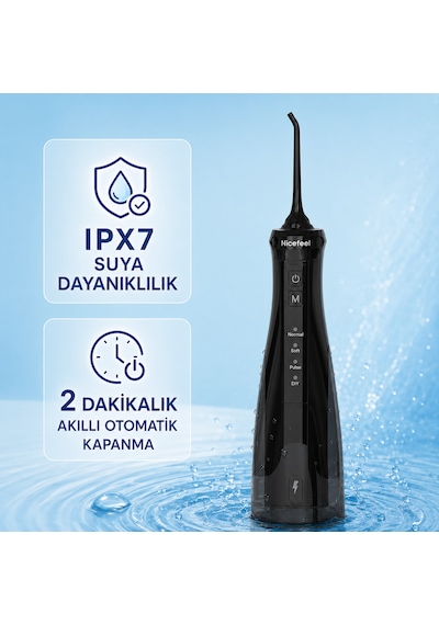 Npo Nicefeel Fc5610 Şarjlı Taşınabilir Ağız Duşu 4 Modlu 280 Ml Ipx7 Diş Teli Ve Protez Bakımı Siyah