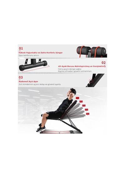 Ev Tipi Çok Fonksiyonlu Dambıl Bench Press Ve Mekik Sehpası Antrenman Aleti Direnç Lastiği Hediye