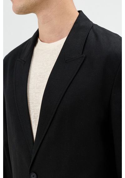 Antioch Keten Karışımlı Erkek Blazer Ceket Siyah