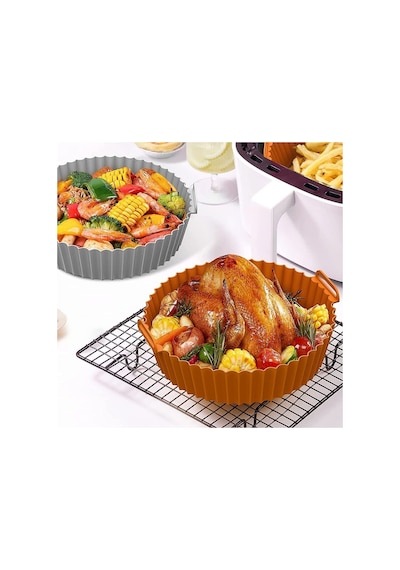Go İthalat Renkli Isıya Dayanıklı Yıkanılabilir Silikon Fırın Ve Airfryer Yuvarlak Model Pişirme Mat