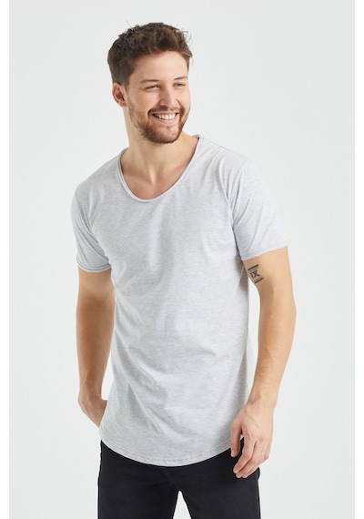 Tarz Cool Pis Yaka T-shirt Gri