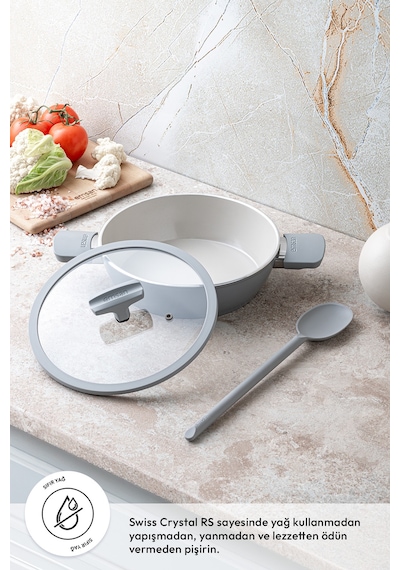 Emsan Swiss Cyrstal Rs Karnıyarık Tenceresi Gri 24 Cm Gri