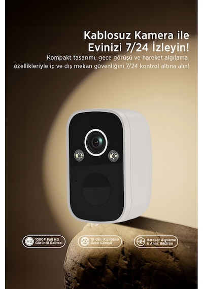 Kablosuz Güvenlik Kamerası 1080p Full Hd Wifi, Gece Görüş, İki Yönlü Ses, Ip65