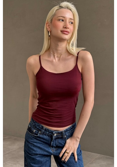 Madmext Koyu Bordo Ayarlanabilir Kopçalı Askı Kadın Atlet Mg2676 Koyu Bordo