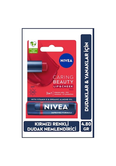 Nivea 3'ü 1 Arada Nemlendirici Dudak Bakım Kremi Red 4.8 G