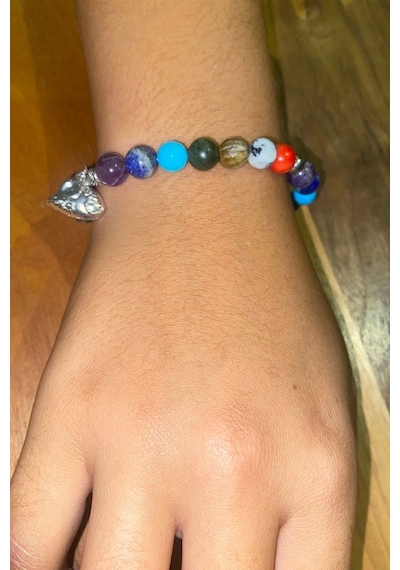 Çin Takvimi Burçları 7 Çakra Doğal Taş Bileklik Hand Made El İşi Feng Shui Ejderha Yılı Koruyucu Hayvan Metal Fare Sıçan Rat Objeli Çok Renkli