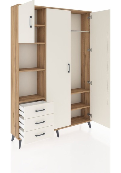 Arges Dolap 6 Raflı 3 Çekmeceli Tek Askılı 132x30x195 Çam-aytaşı/aytaşı Aytası/aytası Arges Dolap 6 Raflı 3 Çekmeceli Tek Askılı 132x30x195 Çam-aytaşı/aytaşı Aytası/aytası