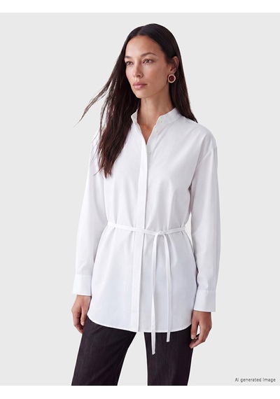 Lcw Modest Ekru Beli Kemerli Kadın Gömlek Tunik