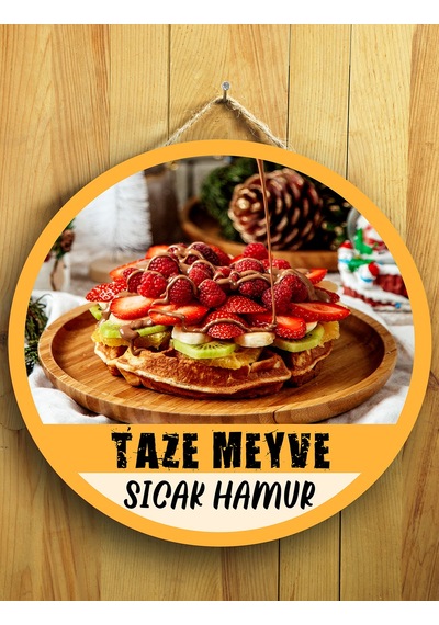 Mayeka Cafeler Restoranlar Tatlıcılar Wafflecılar İçin Waffle Duvar Kapı Tablo Ahşap Askılı Pano Tabela