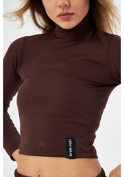 Lesa Wear Fitilli Soft Touch Balıkçı Yaka Bluz Kahverengi Kahverengi