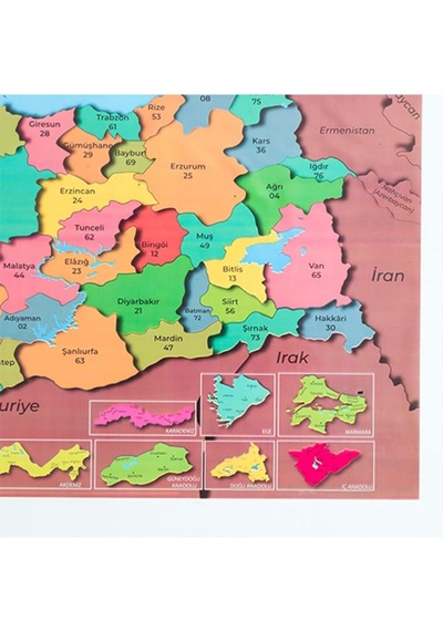 Renkli Türkiye Haritası - Yapışkansız Tutunan Sihirli Kağıt Tahta Diğer