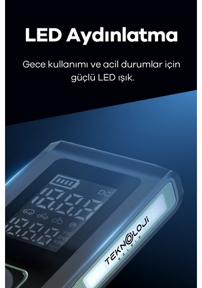 Taşınabilir Araç Pompası 10.000mah Akü Şarj Eden Otokompresör Elfeneri Powerbank Çanta  3in1