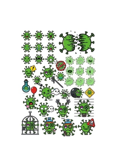 Virüs Sticker Set-5 32 Parça Telefon, Tablet, Defter, Laptop Sticker