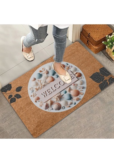Valerine Life Midye Kabuklu Ve Yaprak Desenli Welcome Kapı Önü Paspası 45x70cm