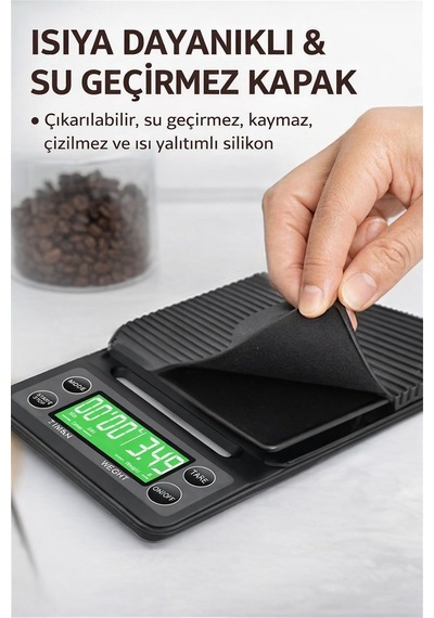 Dijital Hassas Kahve Terazi Zaman Ayarlı Kahve Dripper Tartı 3 Kg / 0.1 Gr Thr389