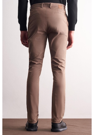 İmza Kahverengi Yan Cep Düz Paça Pamuklu Slim Fit Chino Casual Pantolon 1003255164 Kahverengi