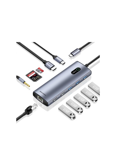 11 Portlu 4k 30hz Hdmı Gigabit Ethernet Sd Tf Kart Okuyuculu 3.5mm Jack Usb Hub Çoklayıcı