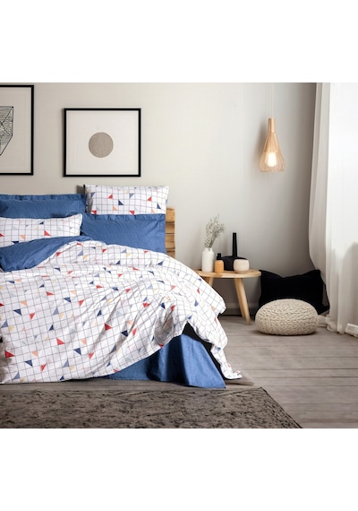 Cotton Box Minimal Çift Kişilik Nevresim Takımı Stew Mavi